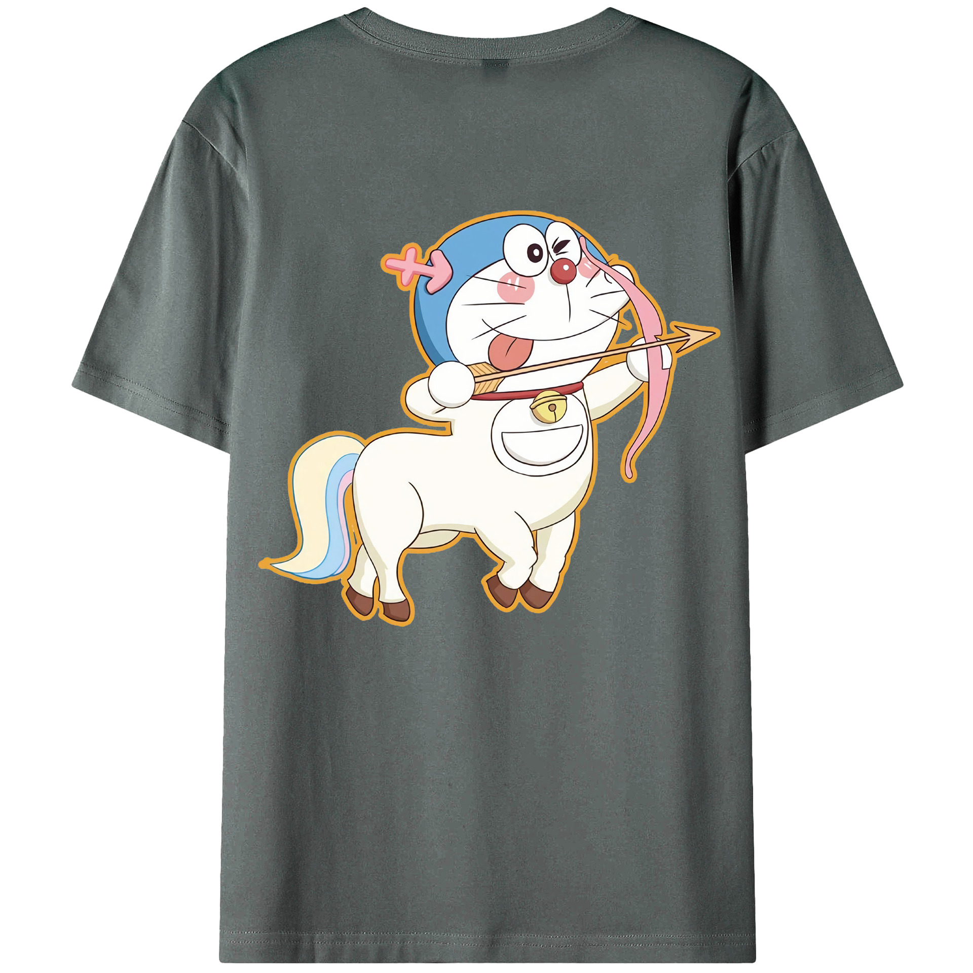 （画像用） ドラえもん Doraemon 綿100％ メンズ半袖Tシャツ（バックプリント） 通気性